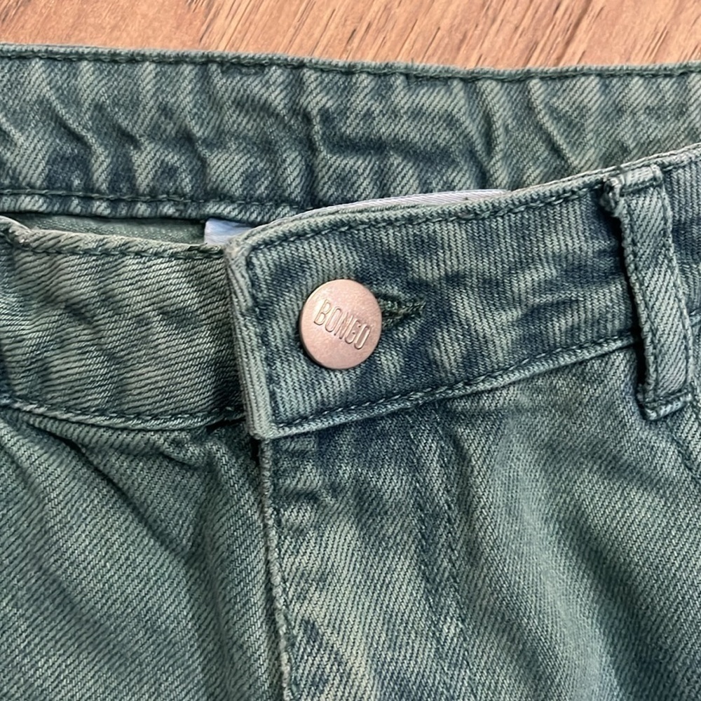 BONGO green straight leg raw hem jeans, size 29 - Picture 3 of 7